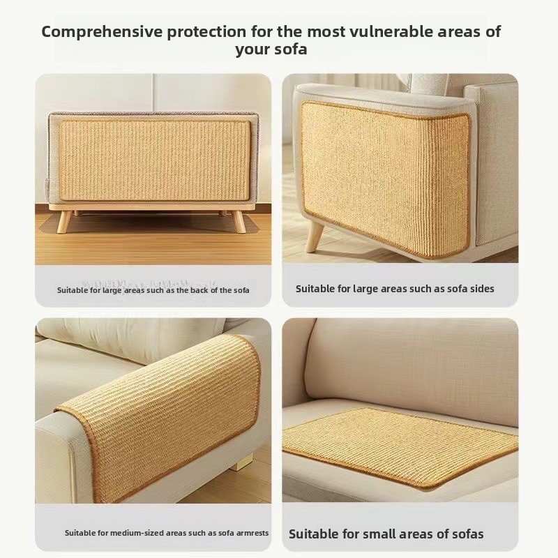 3-PCS Self-Adhesive Sisal Cat Scratching Mat Vertical Wall Mounted Scratcher Board for Furniture Protection(25cm*50cm) — image 4