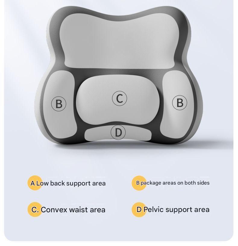 Two-tone Beige-Gray Ergonomic Memory Foam Lumbar Support Cushion for Office Chair, Adjustable Lower Back Pillow with Dual Side Support, Orthopedic Back Rest โ image 5