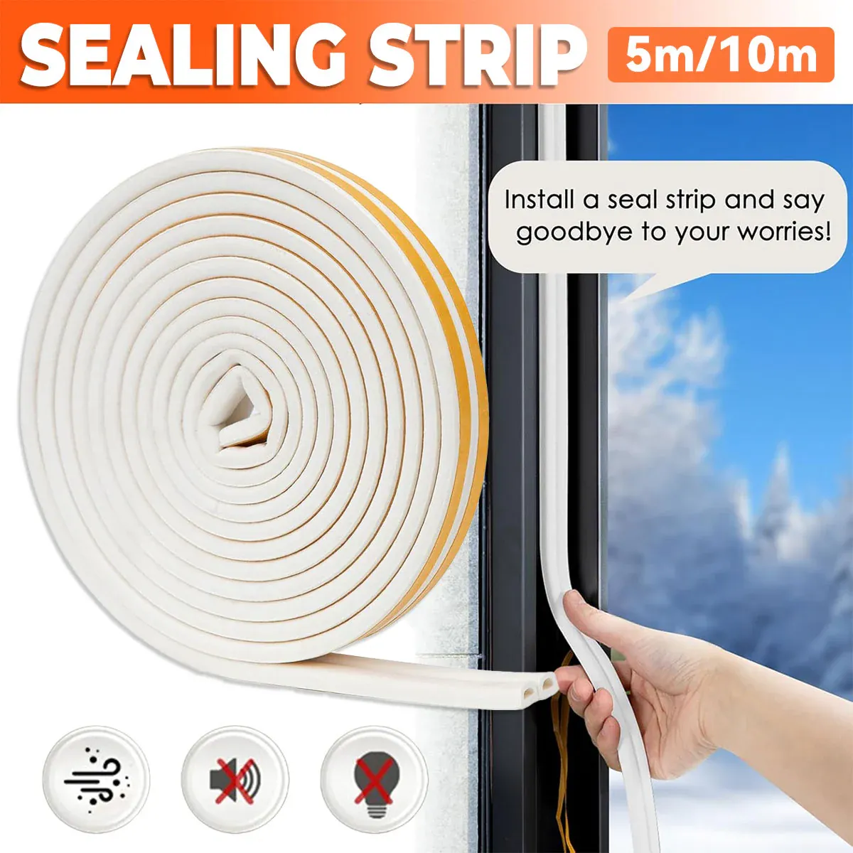 Door Window Sealing Strip 5/10m Windproof Soundproof Insect Prevention Durable - 5M โ image 2