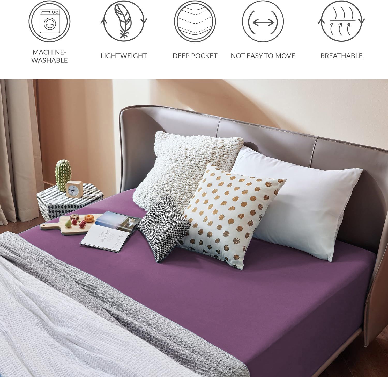 2000TC Hotel Quality Fitted Sheets - 2 Piece Fitted Sheets -Breathable Bedding - Wrinkle, Fade, Stain Resistant- 16inch/40cm Deep Pocket Fitted Bed — image 6