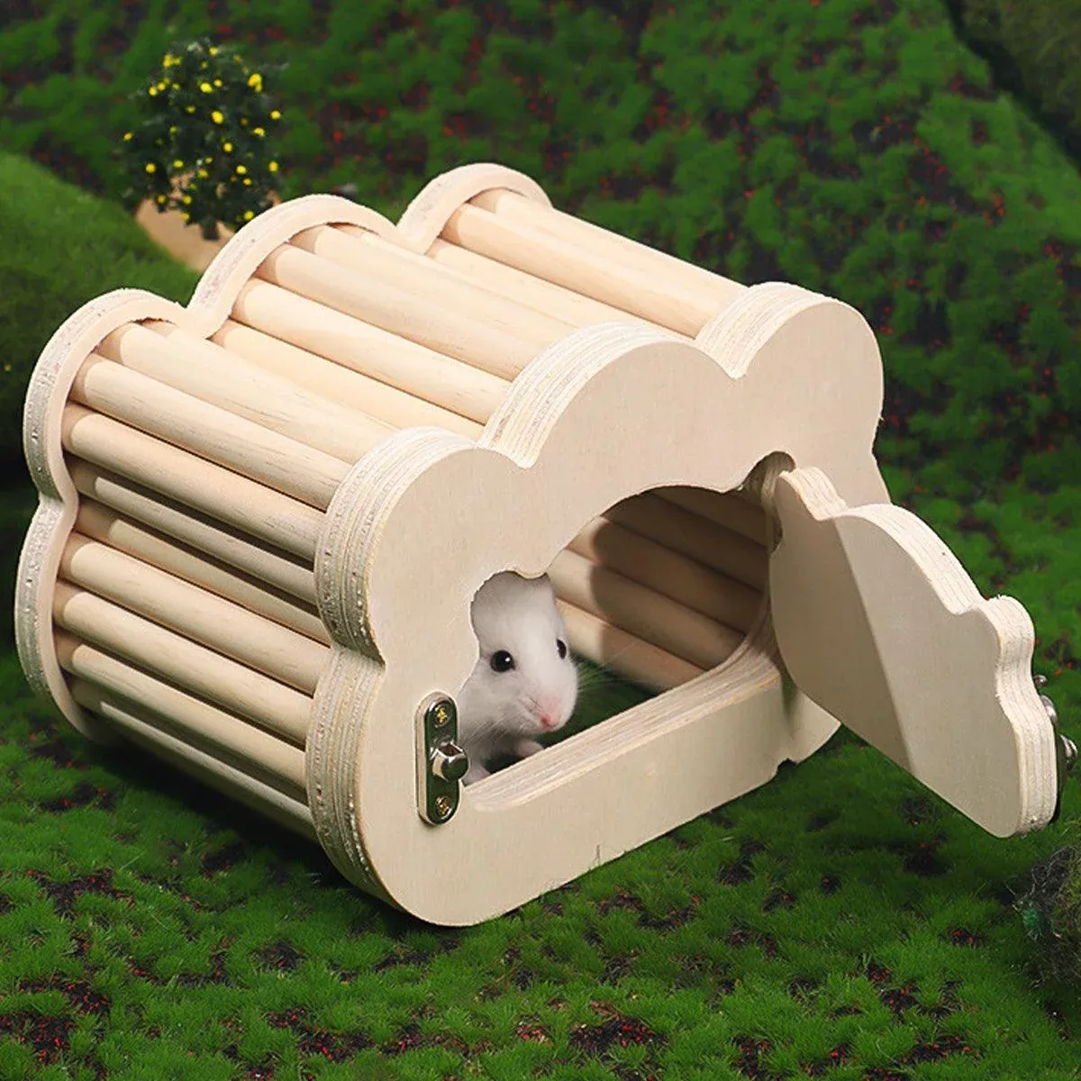 Wooden Hamster Hiding Nest House with Observation Window Small Pet Habitat — image 4