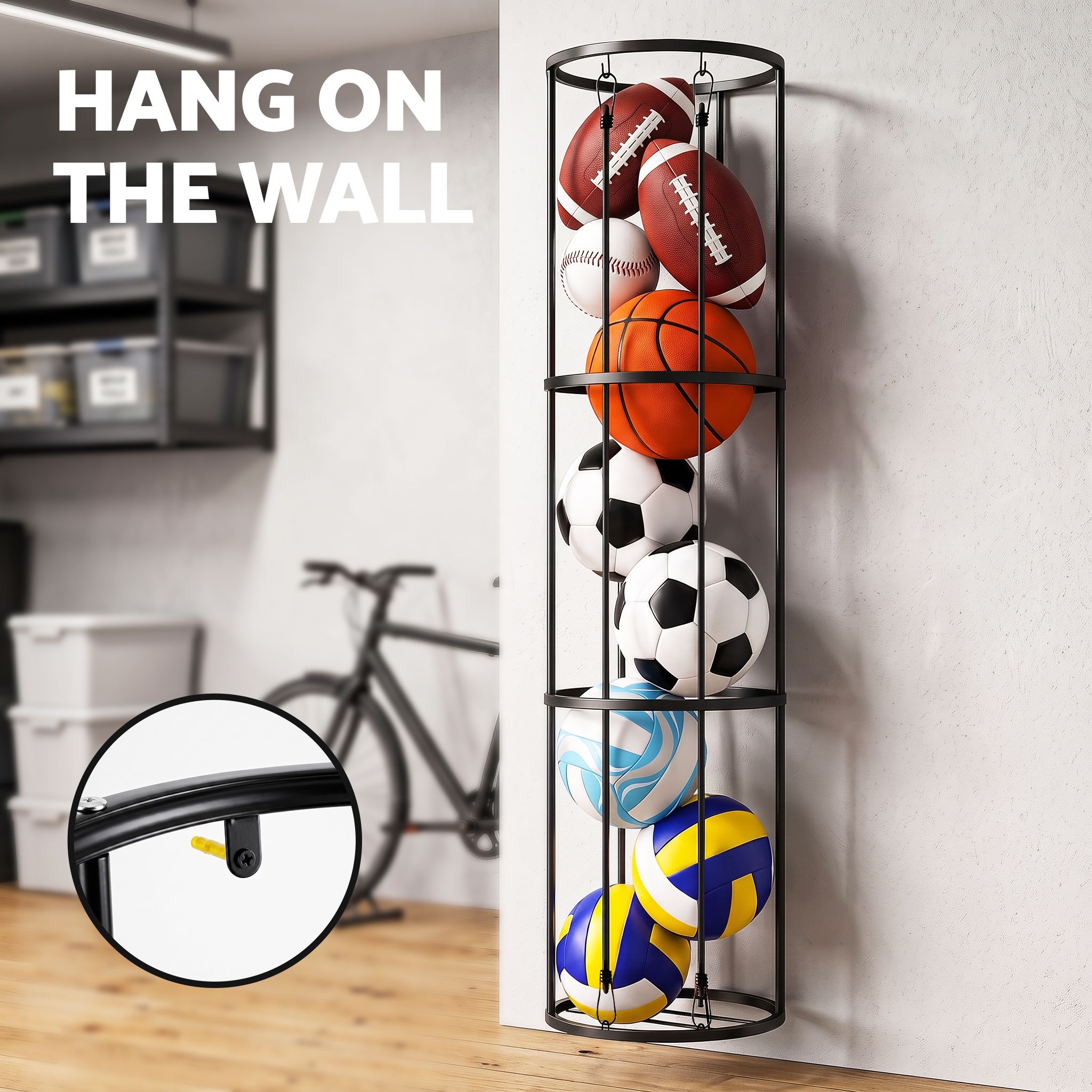 Everfit Vertical Ball Storage Rack with Wheels Sports Equipment Organiser โ image 5