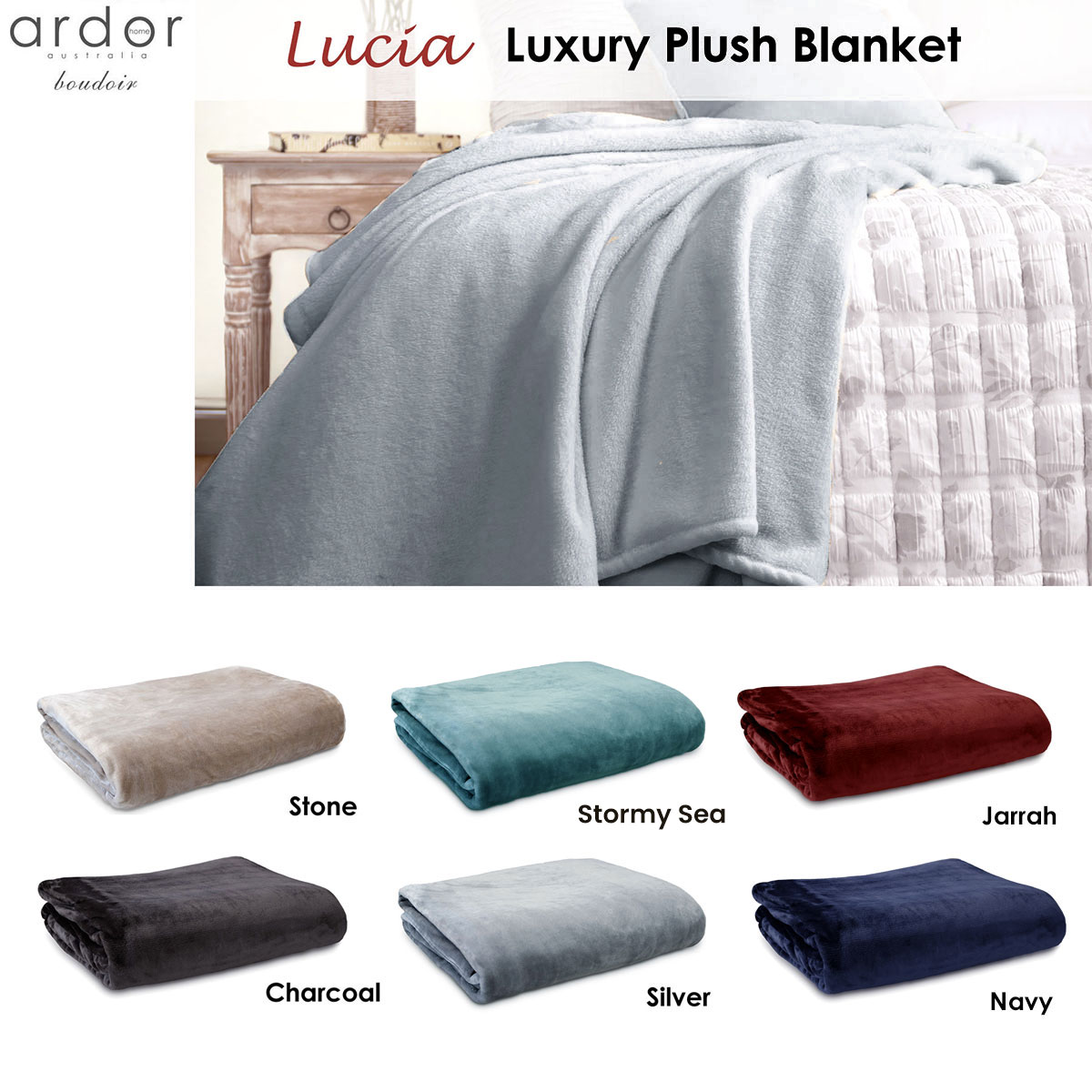 Ardor Lucia Luxury Push Blanket Navy King โ image 2