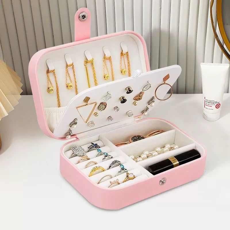 Travel Jewelry Box, PU Leather Small Jewelry Organizer for Women Girls, Portable Mini Travel Case Display Storage Holder Boxes for Stud Earrings, Rings โ image 2
