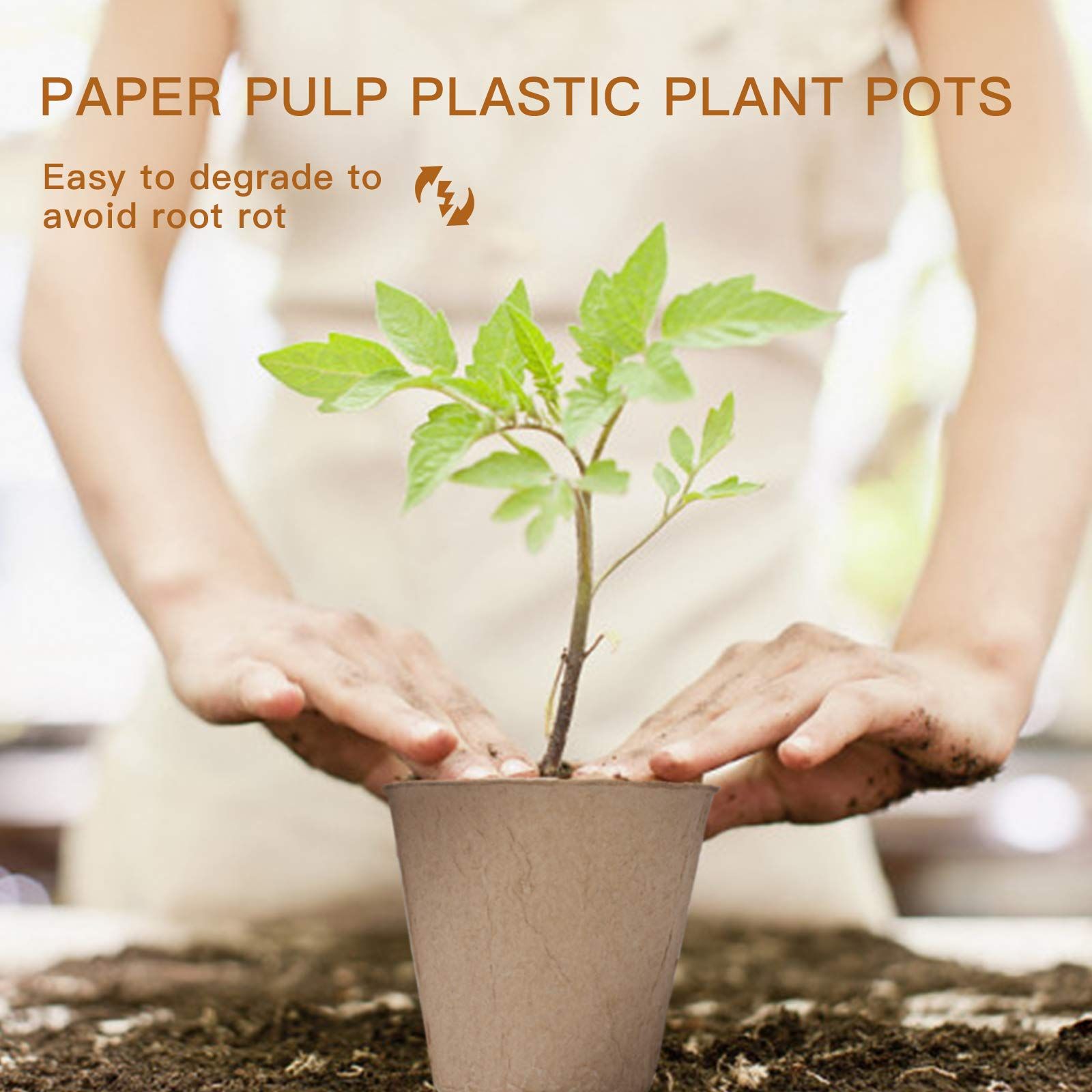Peat Plant Pots for Plantings, Plant Starter Kit Paper Pulp Germination Planting Pots Indoor Seedling 3" Round 50Pc Solid Color โ image 4