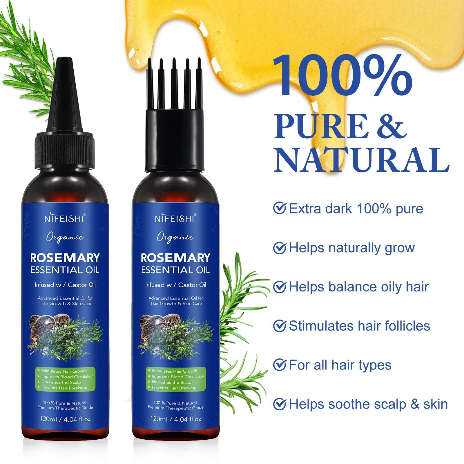 nifeishi organic rosemary essential oil 120 ml โ image 5