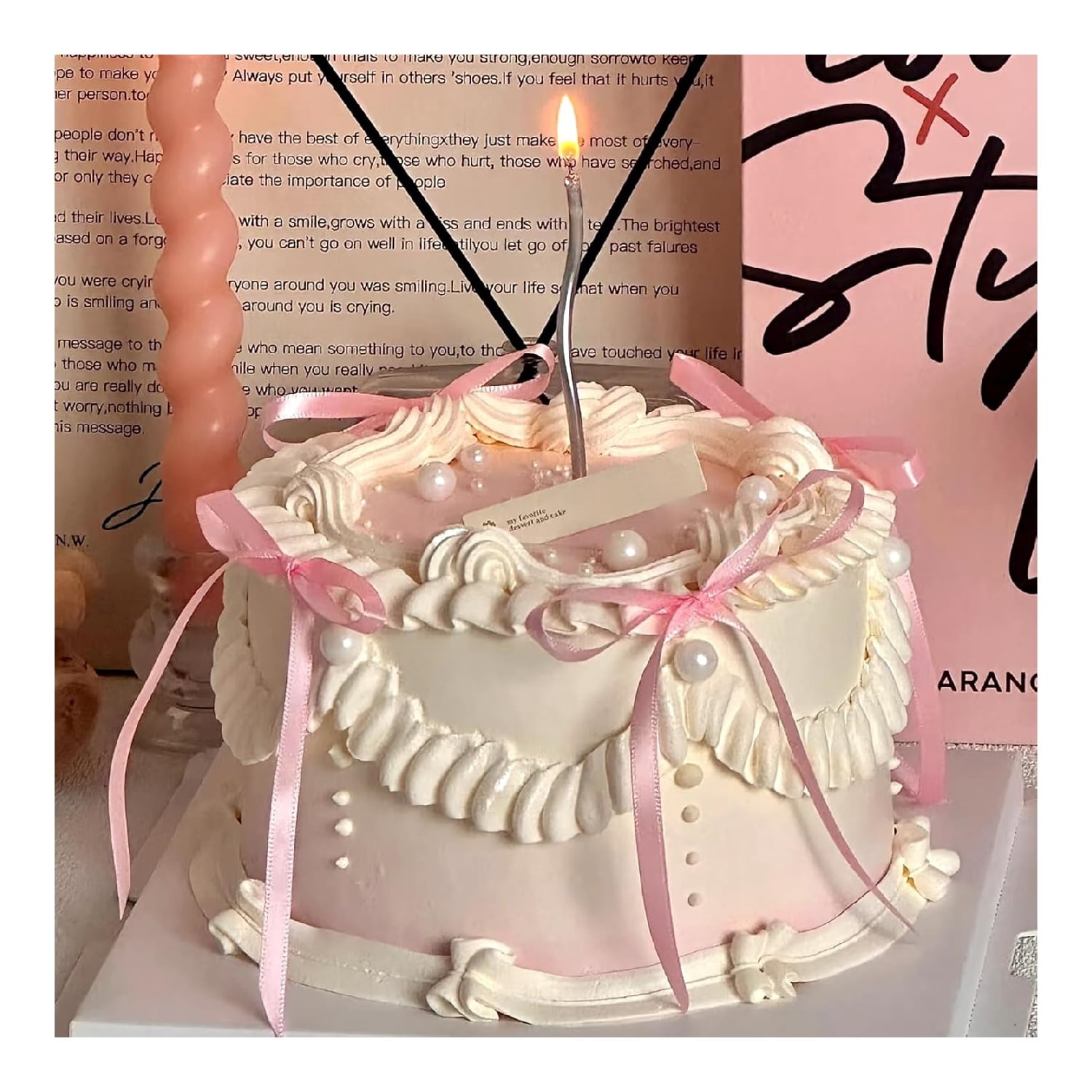 Bow Cupcake Ribbons,Durable Birthday Cake Decorations for Women and Girls,20Pack Black Cute Dessert Bow Tie for Party,Wedding Pink โ image 3