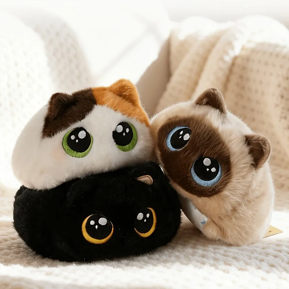 ✨ Kawaii Big-Eyed Cat Plushie | 15cm Palm-Sized Soft Stuffed Toy | Calico & Siamese Multi-Color Styles, Adorable Desk Pet & Cuddly Companion!/Siamese cat — image 6