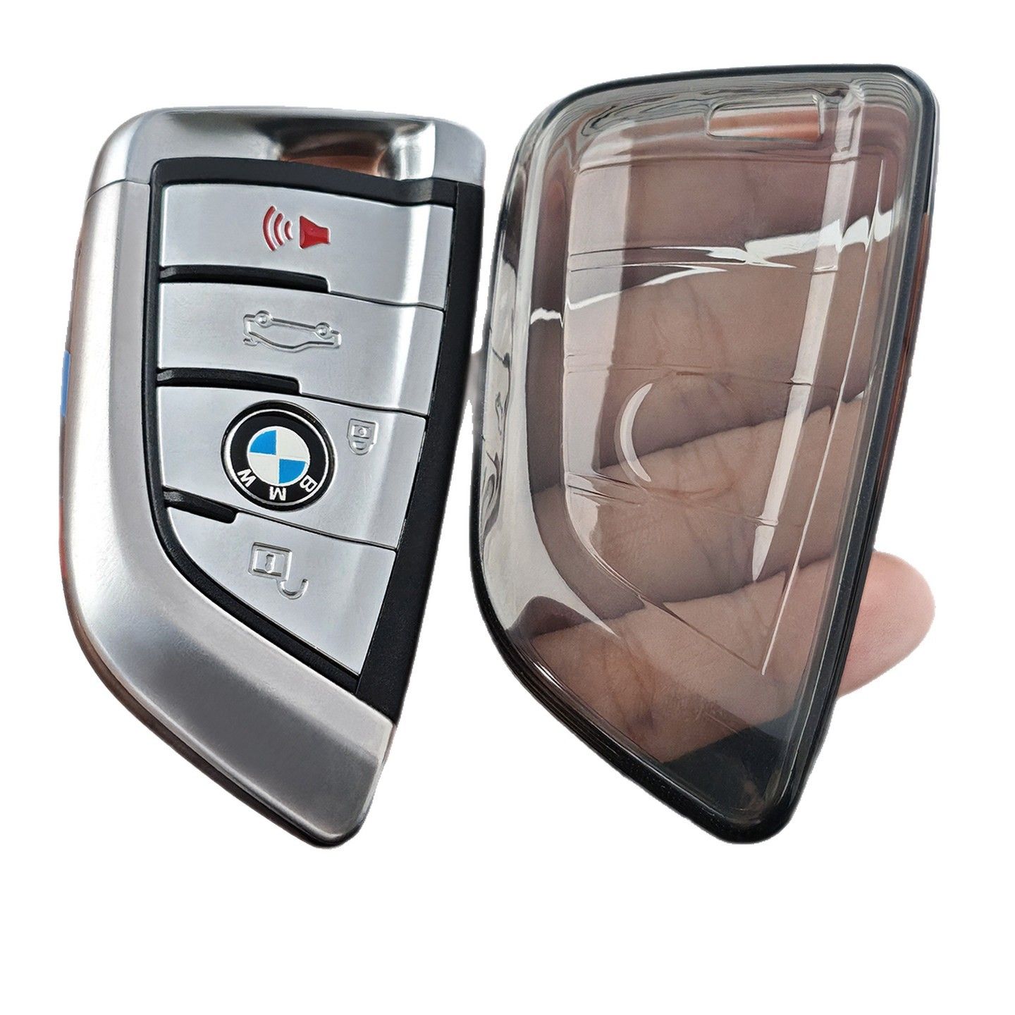 Bmw 5 Series Key Cover Tpu Transparent Blade 530Li 525Li Type a - transparent black [shell + ring rope buckle] — image 3