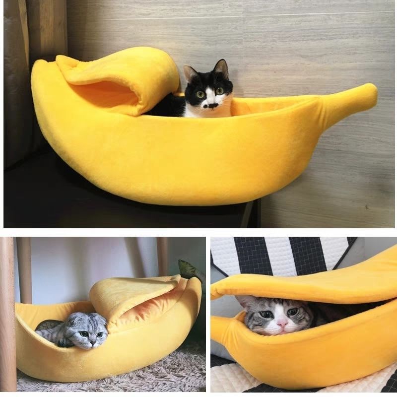 Green Cozy Banana Peel Pet Bed - Plush & Warm Cave House for Cats & Small Dogs (Medium) โ image 4