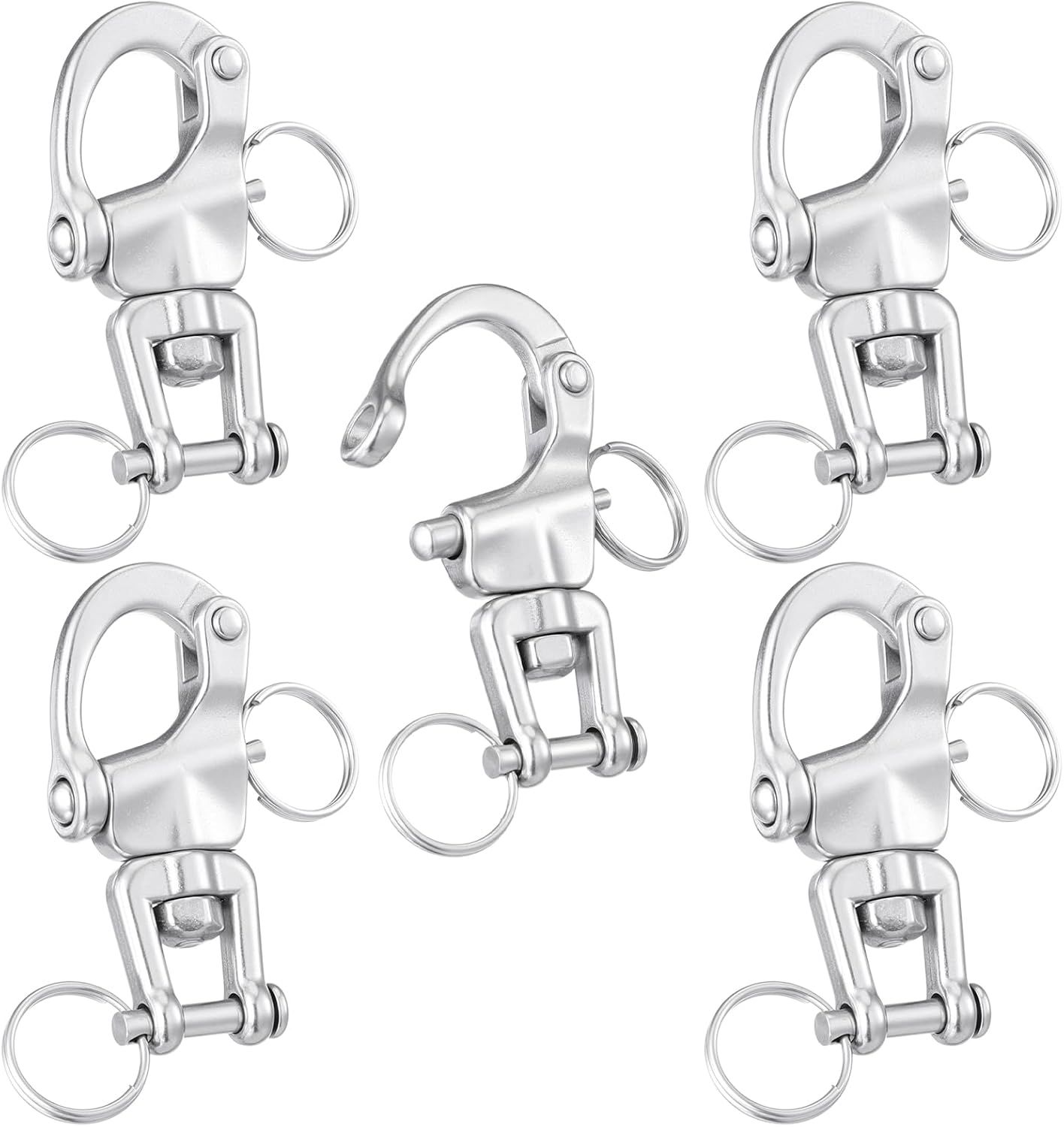 316 Stainless Steel Swivel Snap Shackle Clevis Quick Heavy Duty Release Spring Hook Marine Grade Sailing Halyard Shackle for Boat Rigging Industrial Lifting