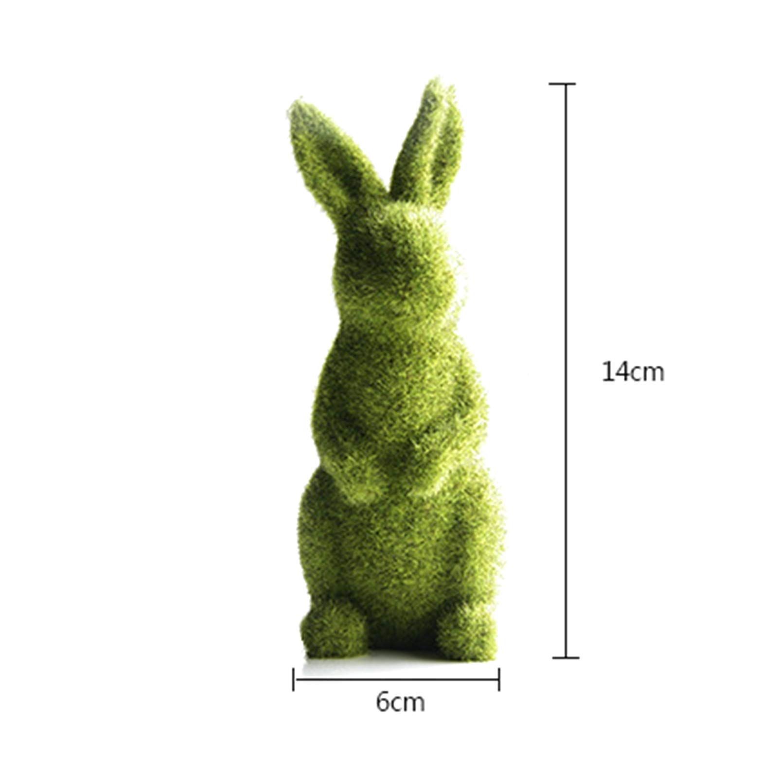Easter Moss Bunny Flocked Rabbit Statue Figurine Festival Garden Yard Home Party Ornament Decoration (Green, A) — image 5