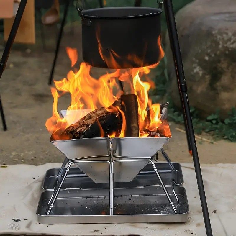 304 Stainless Steel Portable Folding BBQ Grill with Storage Tray for Outdoor Camping Picnics Beach and Backyard โ image 3