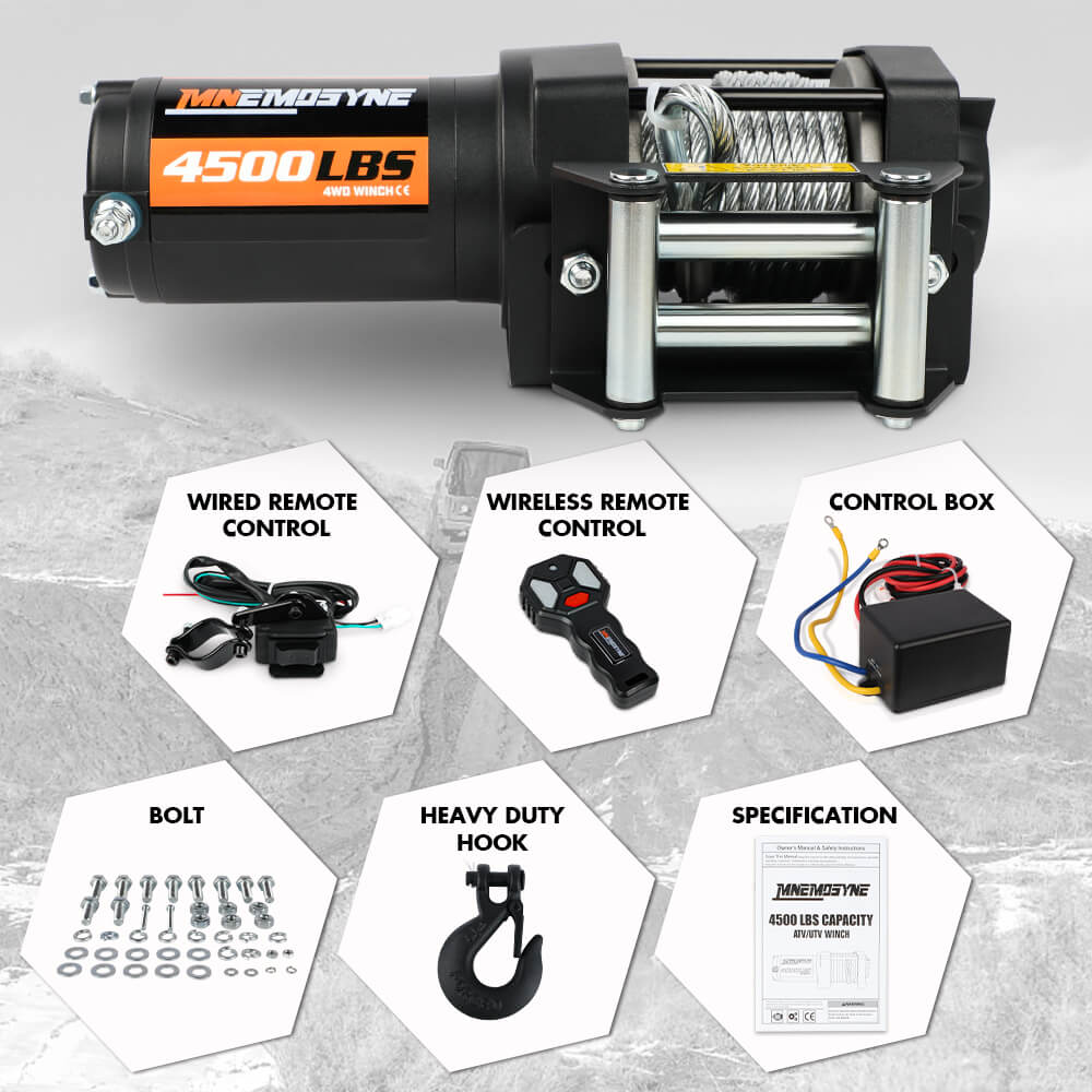 12V Electric Winch 4500LBS Winch Steel Cable Trailer Towing Remote ATV UTV β image 2