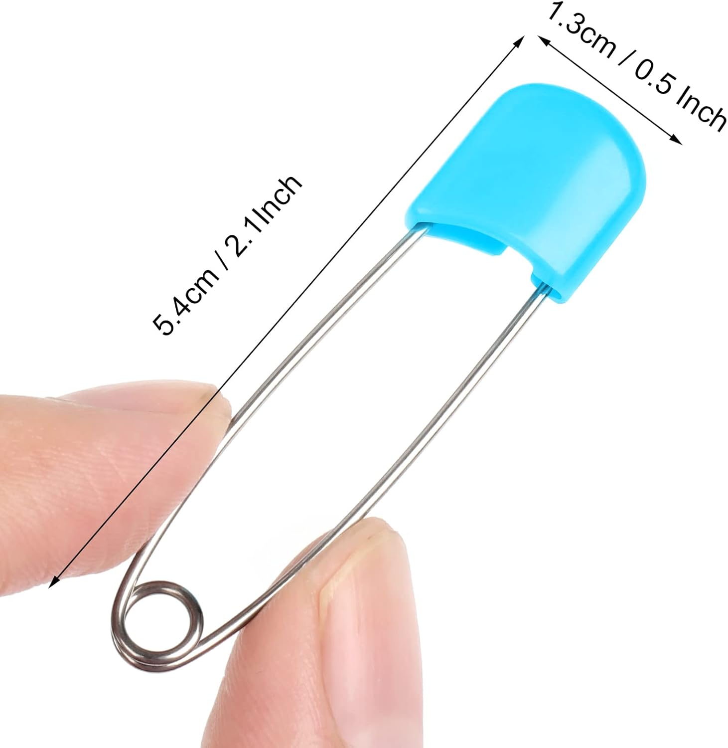 100 Pcs Diaper Pins, Baby Safety Pins for Cloth Diapers, Heavy Duty, Stainless Steel, ABS Plastic, Colorful (Red, Yellow, Pink, Blue, Green, Purple), 2.2in โ image 2