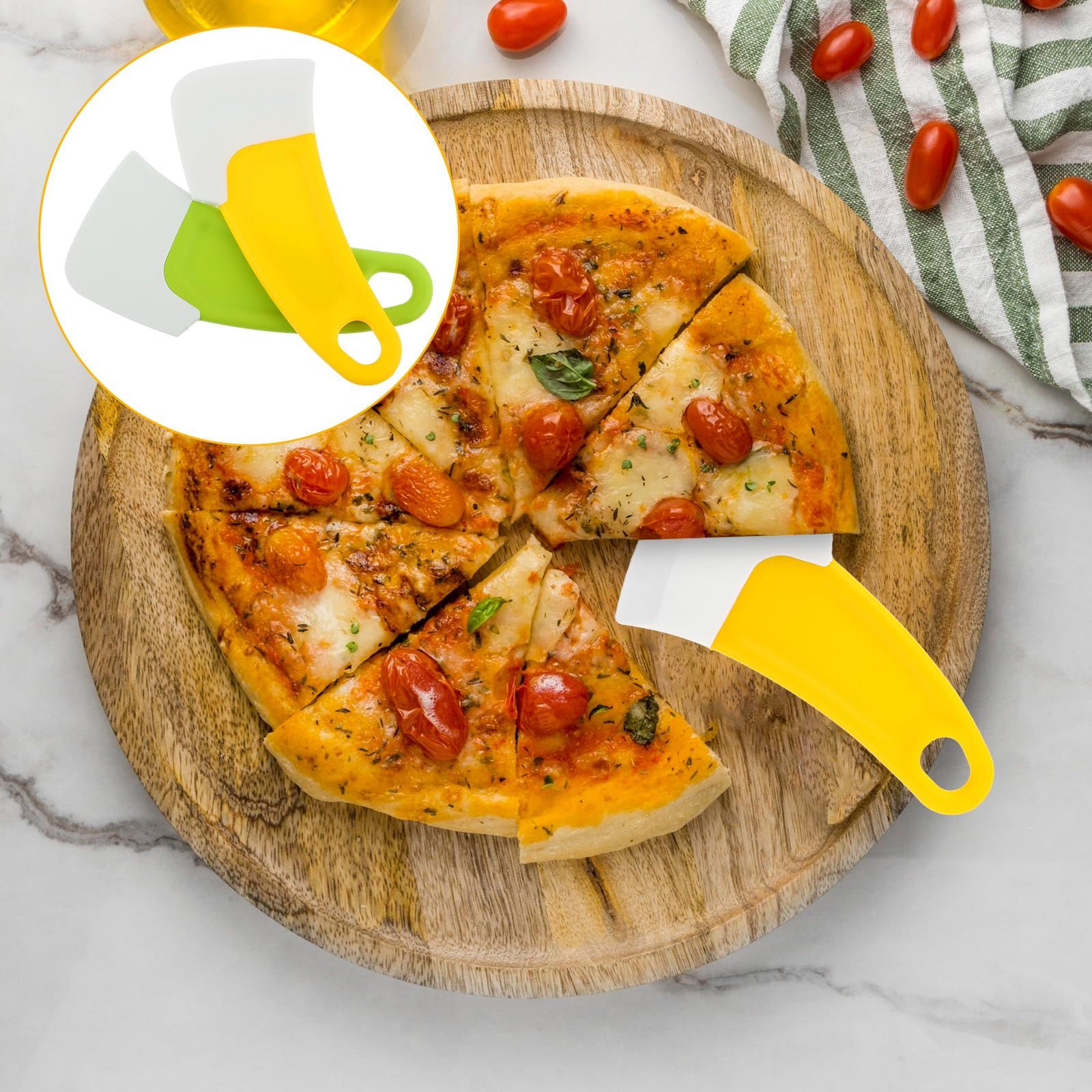 2Pcs Silicone Pan Cleaning Scraper, Dish Scraper for Kitchen Non-stick Plastic Pot Scraper Tool (Green&Yellow) — image 5