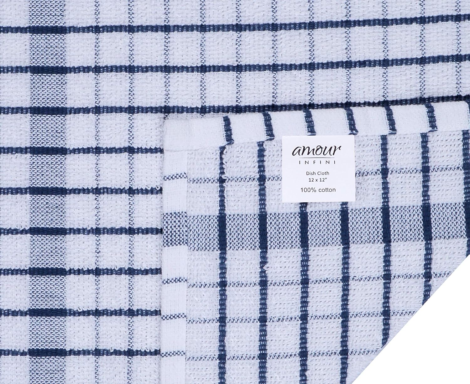 AMOUR INFINI Kitchen Dish Cloths Set of 8 - Ultra Soft, Highly Absorbent, Quick-Drying Terry Cotton Dishcloths 12"x12" Inch Wash & Cleaning Cloths for Kitchen โ image 3