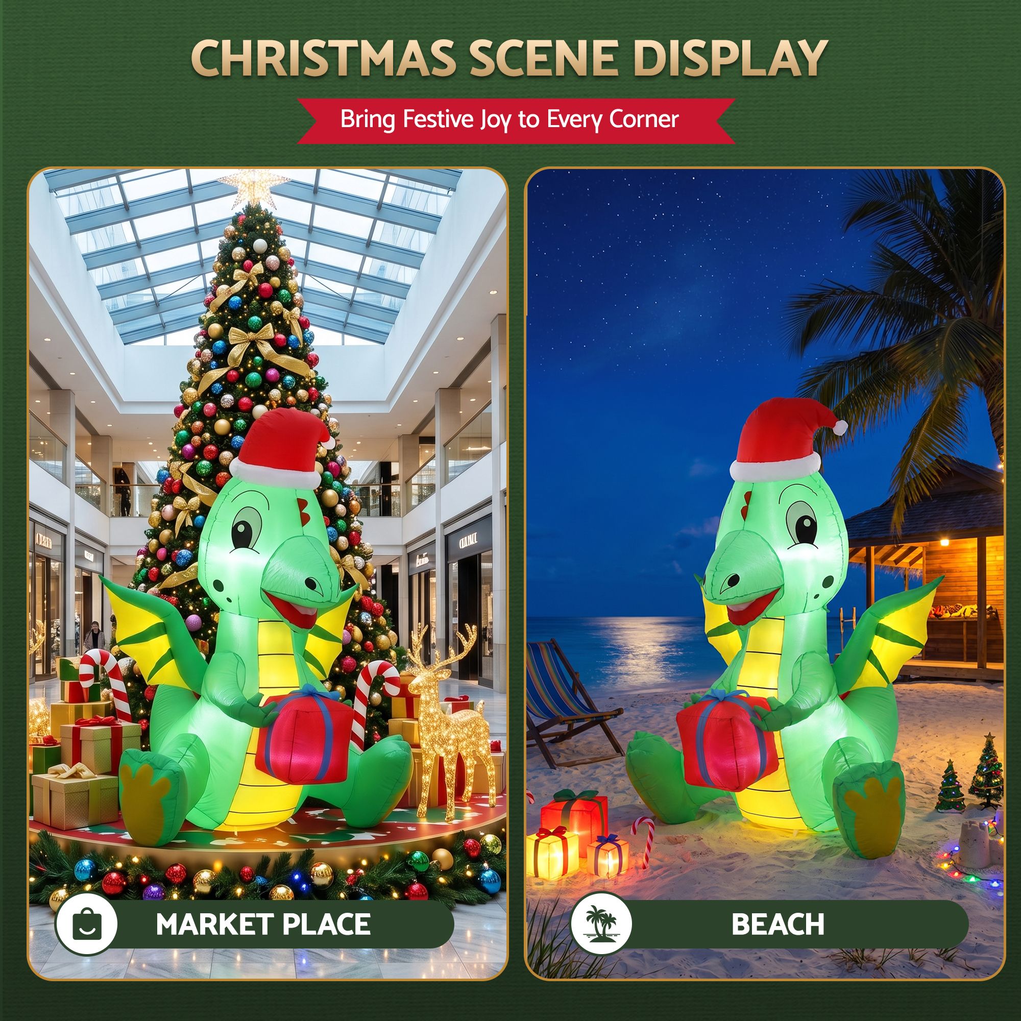 Jingle Jollys Christmas Inflatable Dragon 1.8M Height LED Outdoor Decorations Illuminated โ image 6
