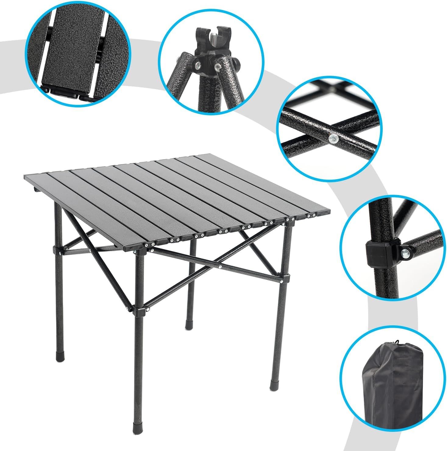 Foldable Aluminium Camping Side Table with Carry Bag, Lightweight Table for Cooking, Hiking, Picnics and BBQs, Black, 53.6 x 51.1 x 50 cm — image 4