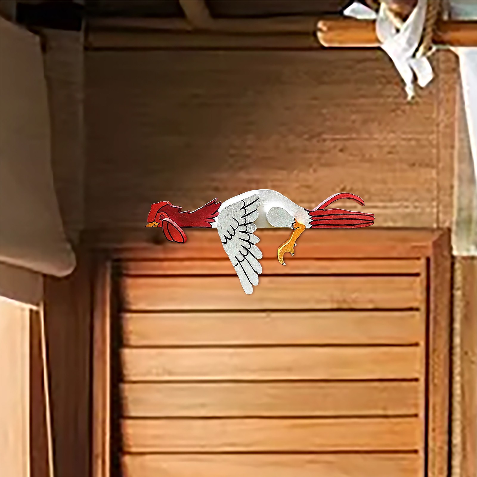 2 Pcs Red And White Whimsical Lazy Chicken Fence Topper - Funny PVC Garden & Home Decor Ornament โ image 5