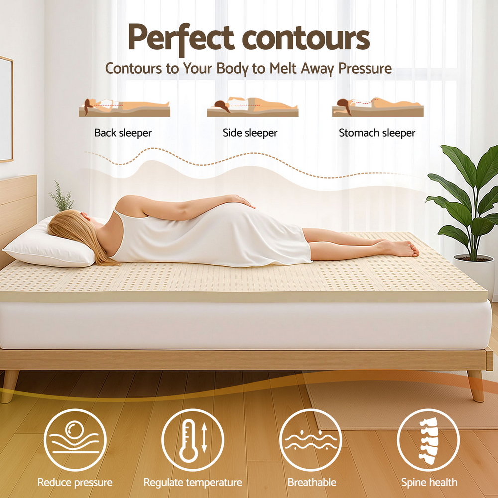 Giselle Bedding Latex Mattress Topper, 5cm Thick Cooling Bed Pad for Side Sleepers Pain Relief, 7 Zone Foldable Mat with Washable Cover for Guest โ image 6