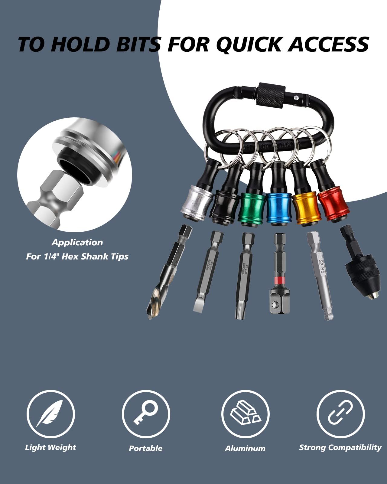 Quick Release Bit Holder, Hex Drill Bit Holder Gadgets for Men, Drill Bit Organizer, Hand Tools for Impact Driver, Screwdriver โ image 4