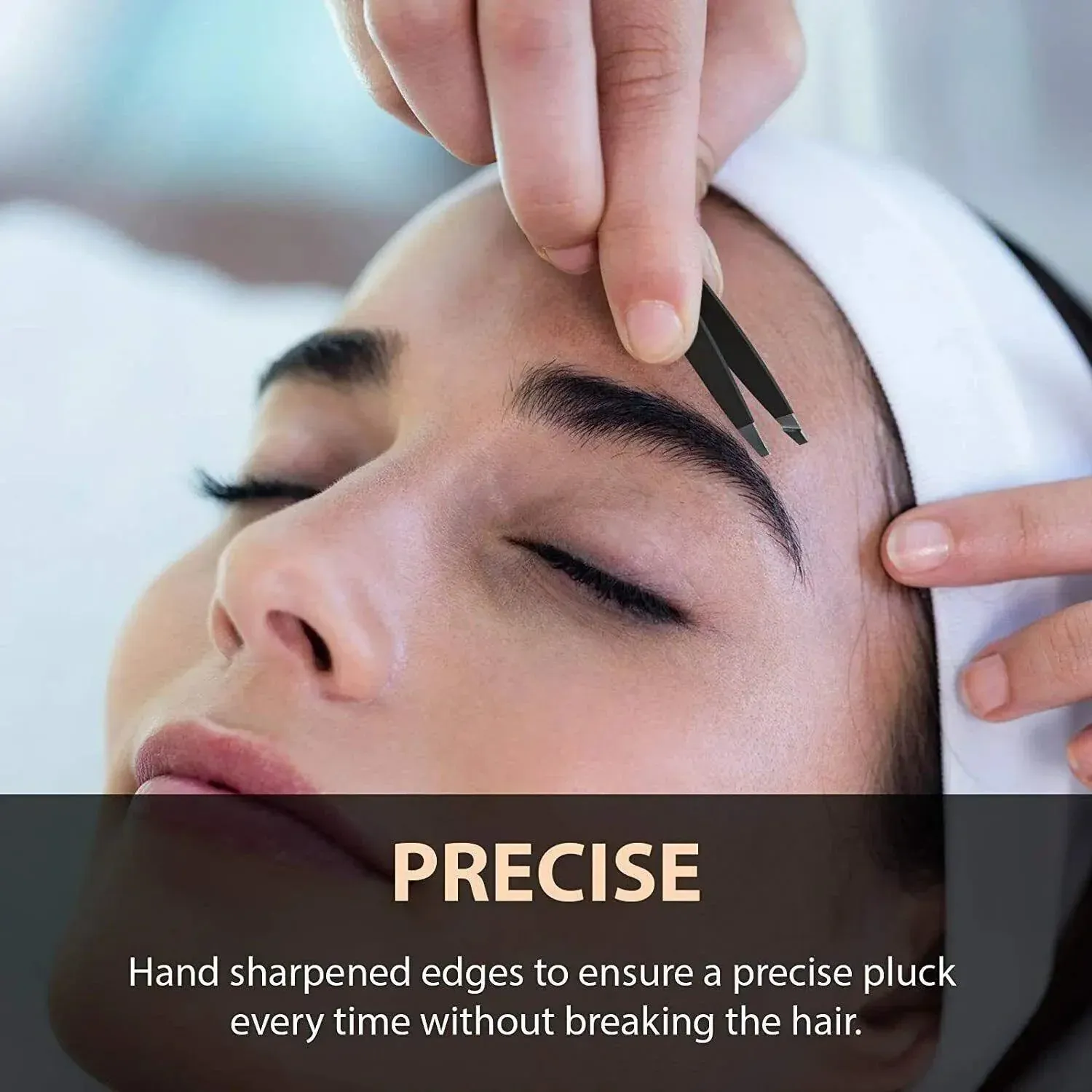 Stainless Steel Hair Eyebrow Tweezers Plucker Puller Beauty Slanted Nail Tip - Black โ image 6