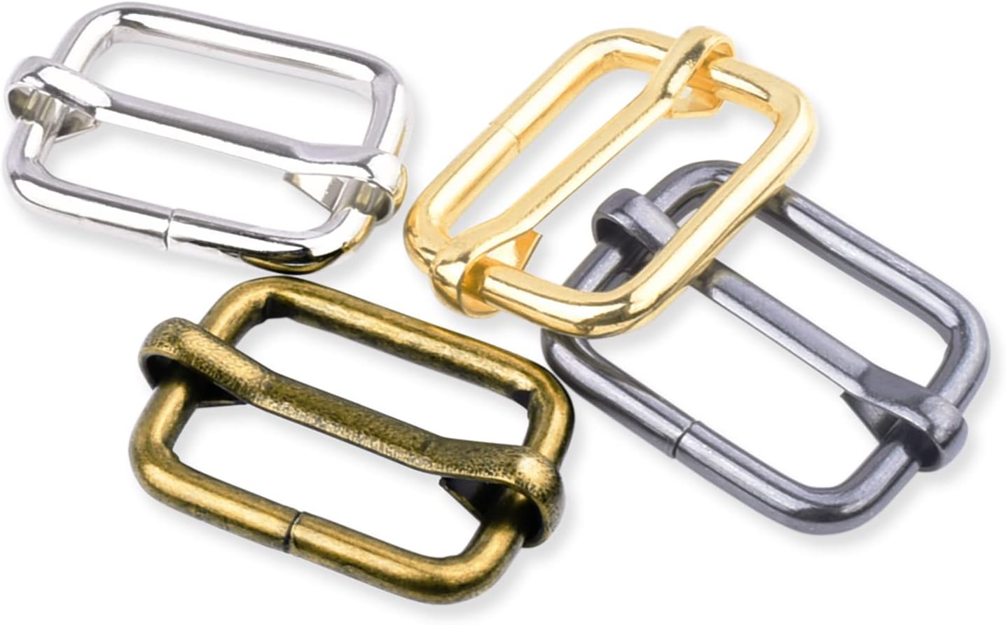 CooBigo 25 Pack 1 Inch Metal Adjustable Slide Buckles Tri-Glide Rectangle Adjuster Suspender Strap Slider for Purse Bag Hardware Making Supplies Backpack