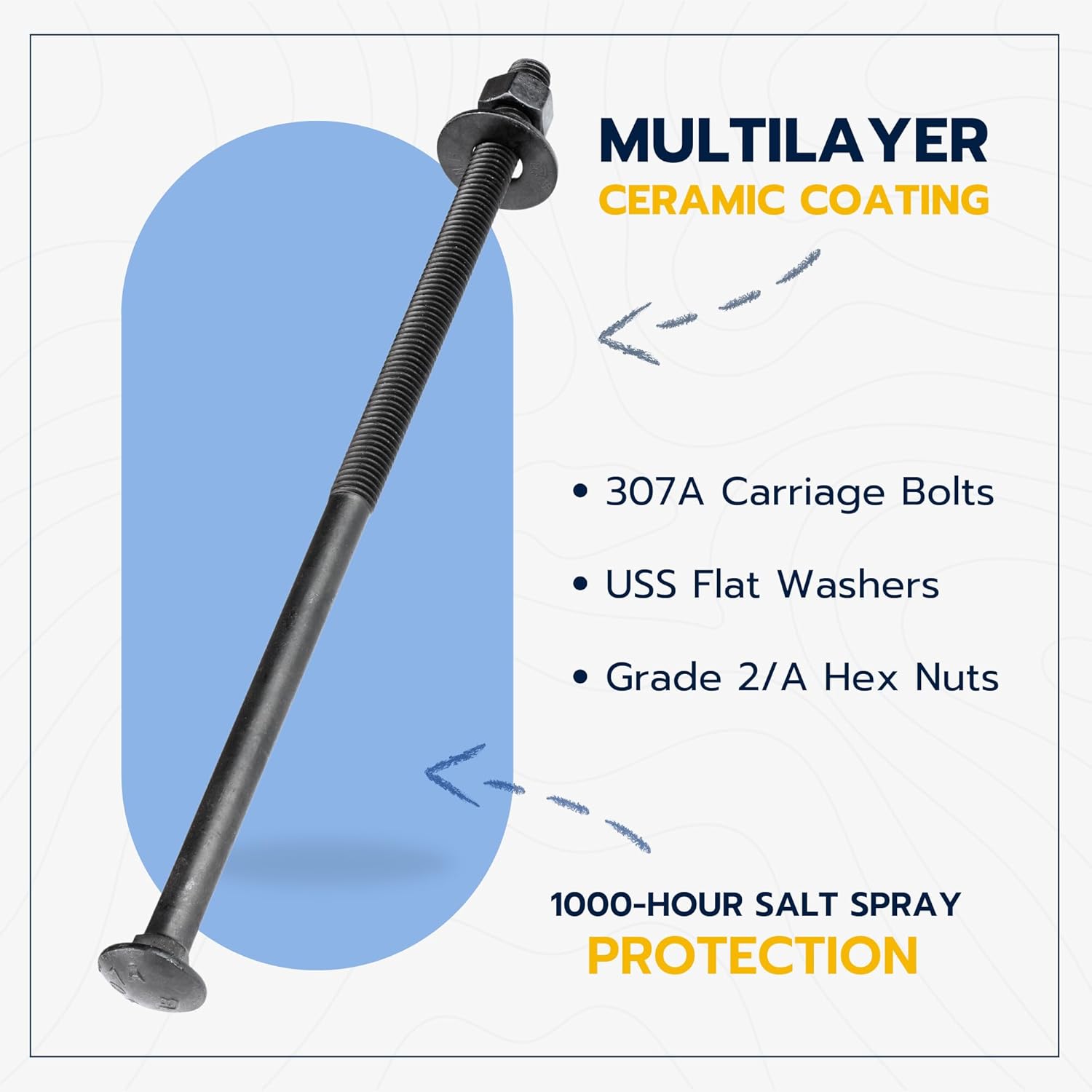 3/8" x 12" (25 Pack) Black Carriage Bolt Kit, Grade 307A, Ceramic Coated for Exterior Use, 2X Rust Resistance of Galvanized by Makers Bolt โ image 3
