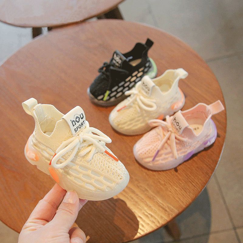 Baby Toddler Sneakers Mesh Knitted Soft Sole Pink (summer single net) 25 yards within the length of 16cm โ image 2