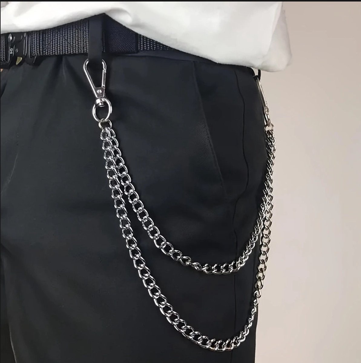 Stainless steel wallet chain - 40 cm and 50 cm long - comes with a punk-style keychain - perfect as a trouser chain or jeans chain - especially suitable for