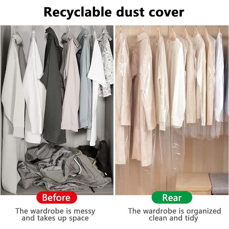 30 Pieces Garment Covers Dustproof Cover Dustproof Pouch Transparent Protective Covers For Dress Suits Coats 60 X 120 Cm — image 3