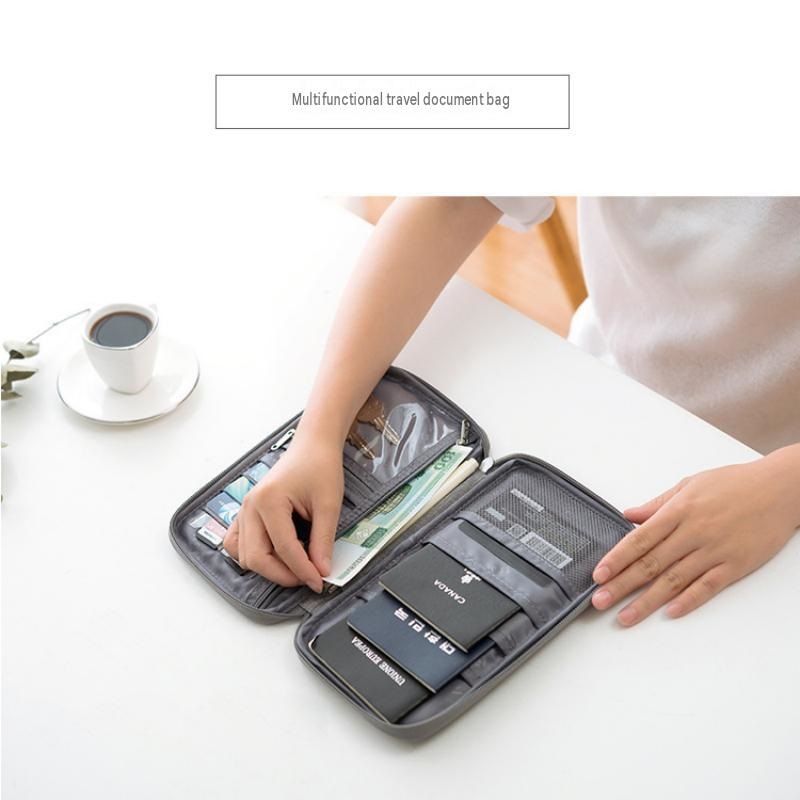 3-pack Large size Grey Travel Document Organiser - Waterproof Oxford Cloth Passport Holder With Multi-Pocket Storage - Portable Card And Cash Wallet — image 2
