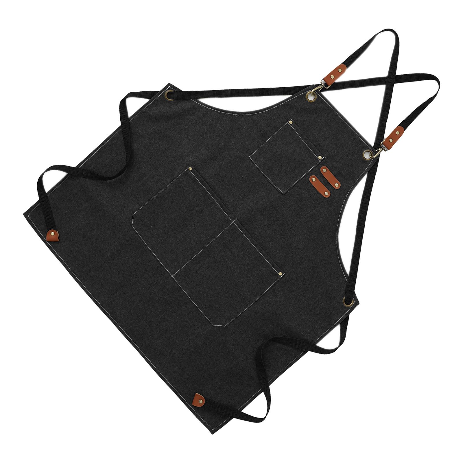 Artist Aprons Cotton Canvas Detachable Shoulder Straps Soft Comfortable Double Stitched Pockets Gardening Apron Black โ image 2