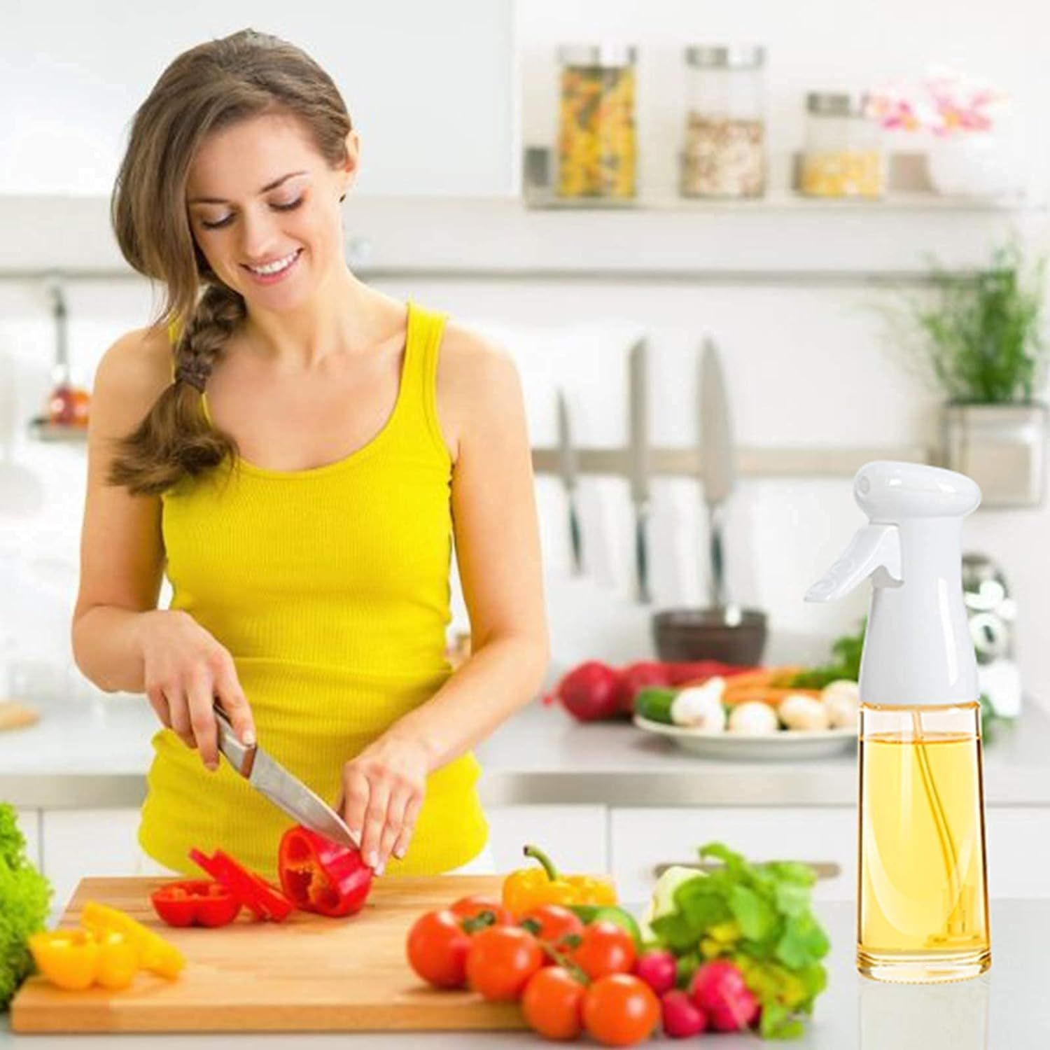 Oil Sprayer for Cooking, Olive Oil Sprayer - Food Safe Glass Bottle, Leakproof Top-Cap, Oil Mister for Baking Salad 7oz — image 4