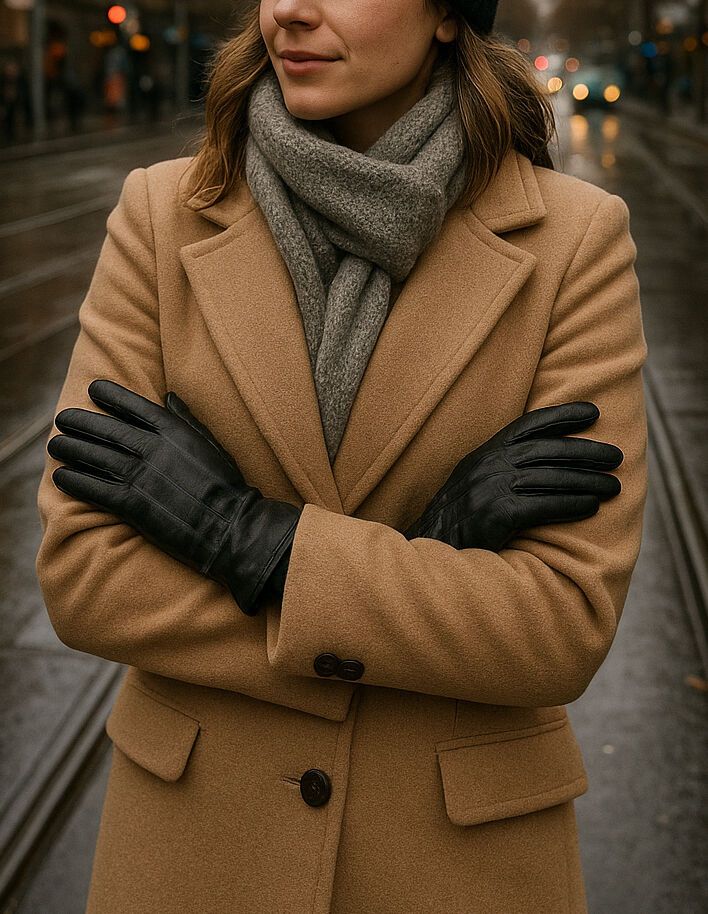 Ladies Genuine Sheepskin Leather Gloves Fleece Lined Warm Winter Womens in Black โ image 4