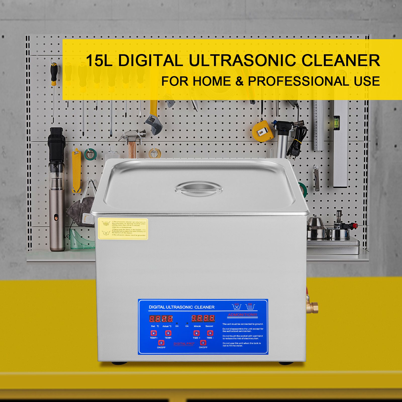 Powerful Stainless Steel 13.5-15 L Liters Ultrasonic Cleaner 360W Digital Heater Timer โ image 2