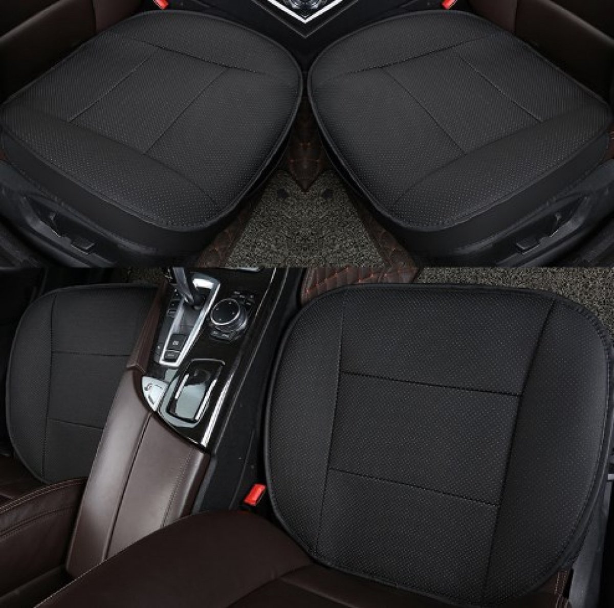 seat cushion - Car cushions - for car - PU leather - Comfortable - Chair cushion - half pack - black - 52*50*1cm — image 3