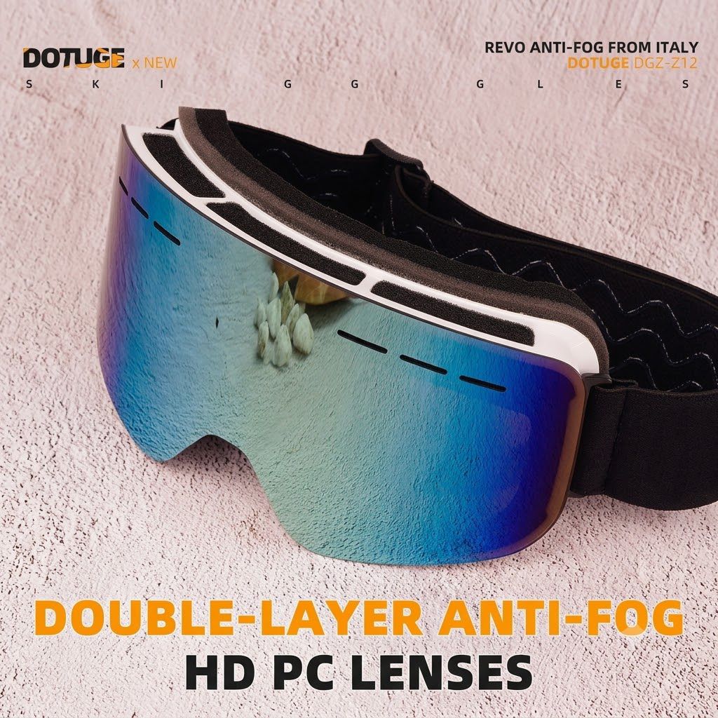 DOTUGE DGZ-Z12 Ski Goggles with REVO Coating, Anti-Fog, HD Dual-Layer PC Lens, TPU Frame, Impact-Resistant Sponge, Adjustable Strap, Large Field Cylindrical — image 5