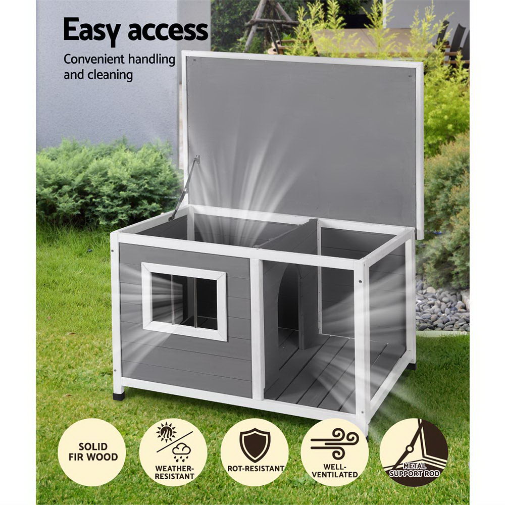 i.Pet Dog Kennel House Large Wooden Outdoor Pet Kennels Indoor Puppy Cabin Log โ image 6