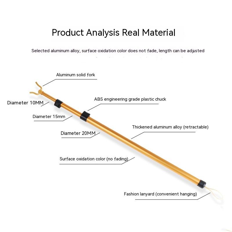 Long Reach Pole Hook Telescoping Reach Stick Aluminium Alloy Adjustable Closet Pole Telescopic Clothing Hook Pole Reaching Pole — image 2