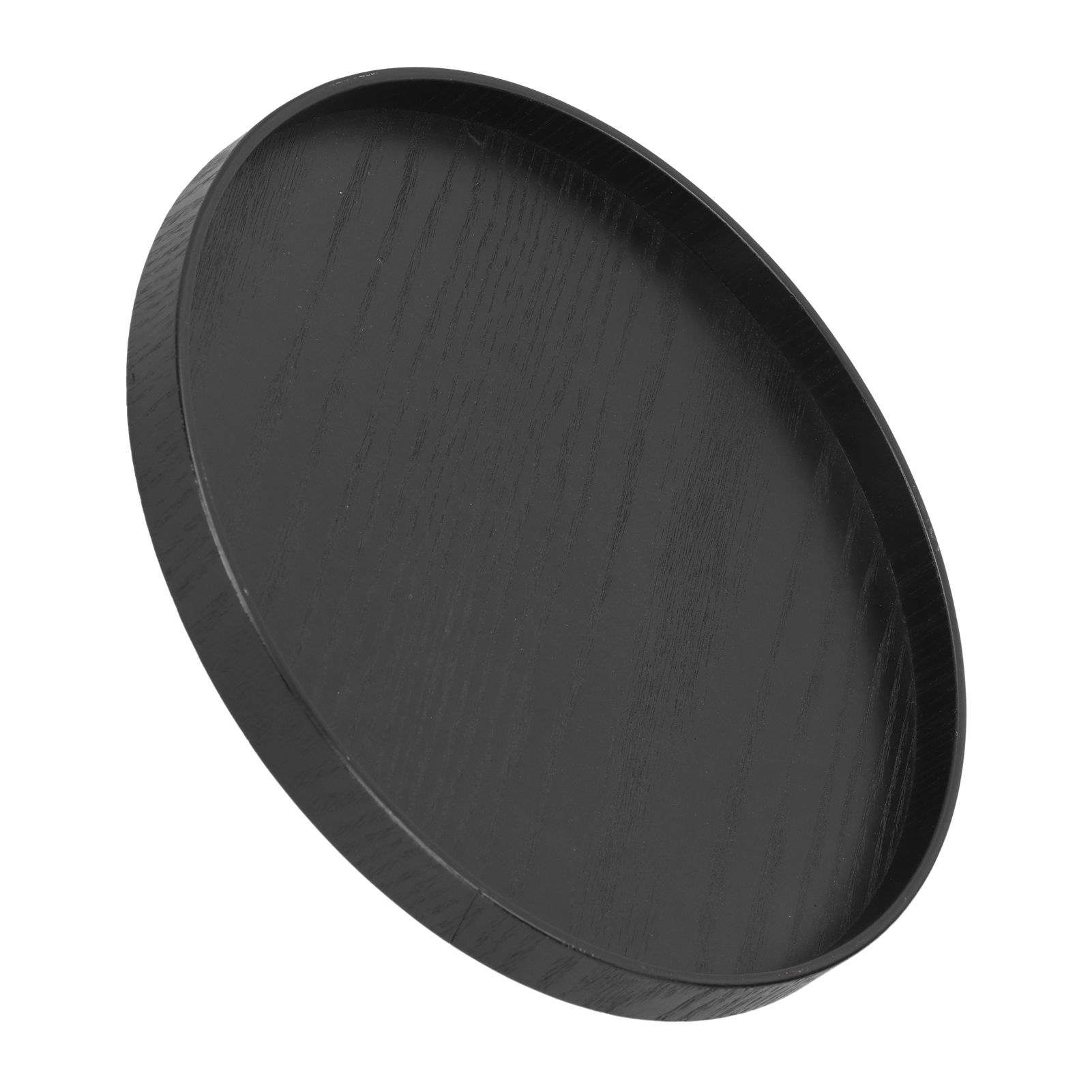 Round Wooden Food Fruit Serving Tray Service Plate for Home Kitchen Hotel Use Black27cm — image 5