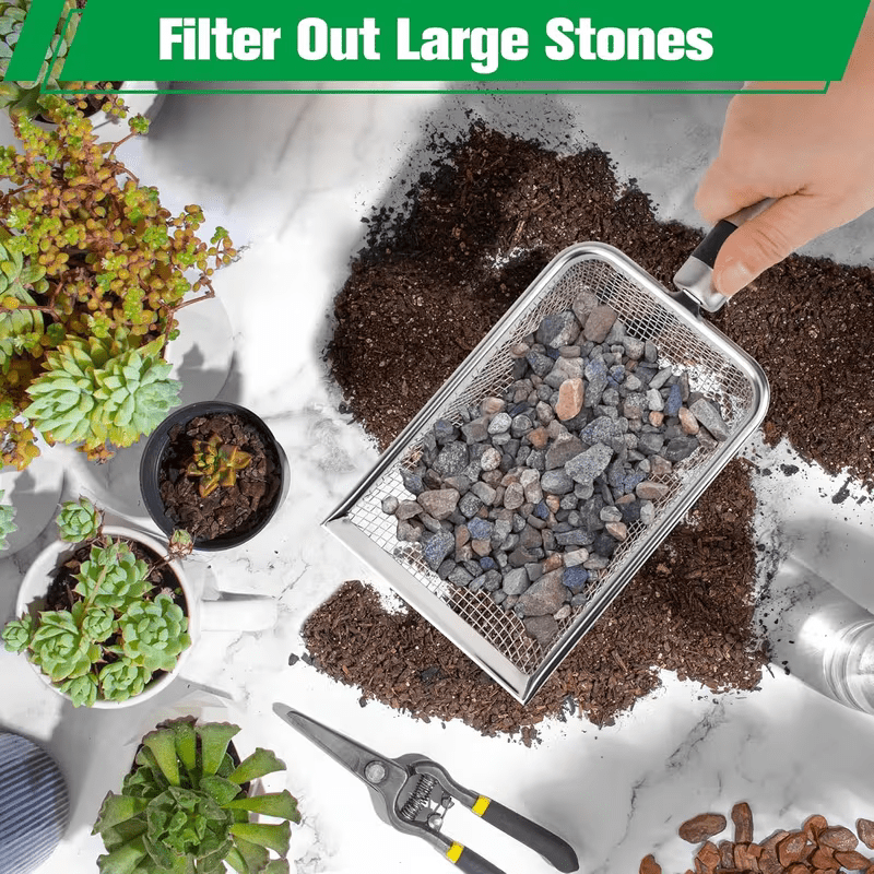Stainless Steel Garden Sieve Scoop for Soil and Debris Separation-Silver โ image 5
