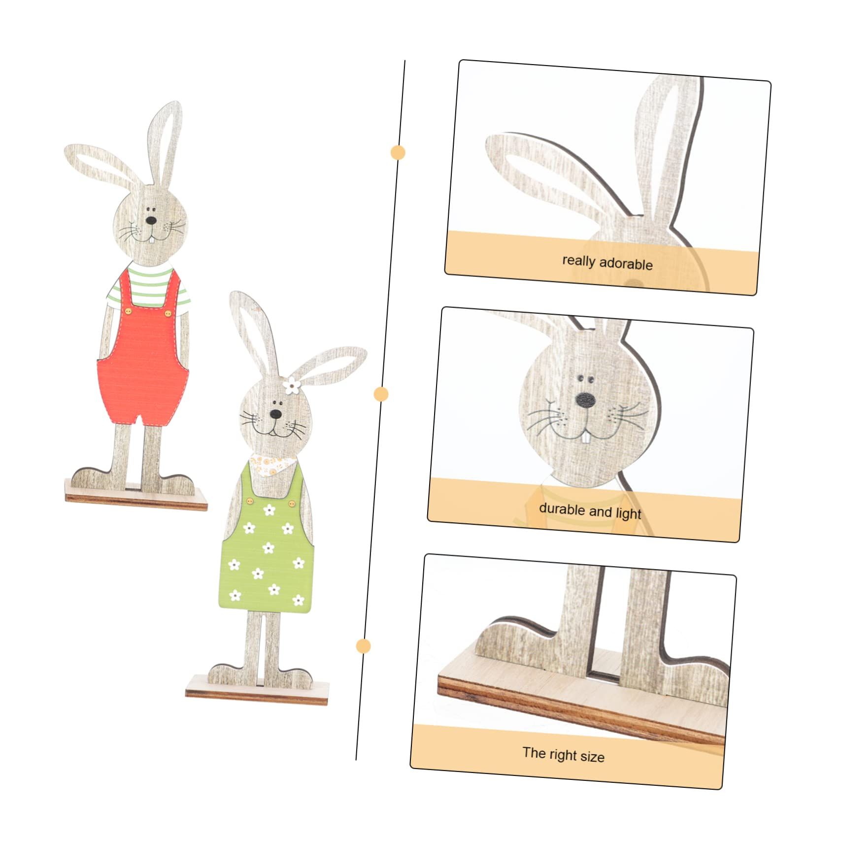 1 Pair Rabbit Ornament Rustic Home Decor Rustic Decorations Country Home Decor Nutcracker Toy Bunny Figurine Spring Decor Bunny — image 5