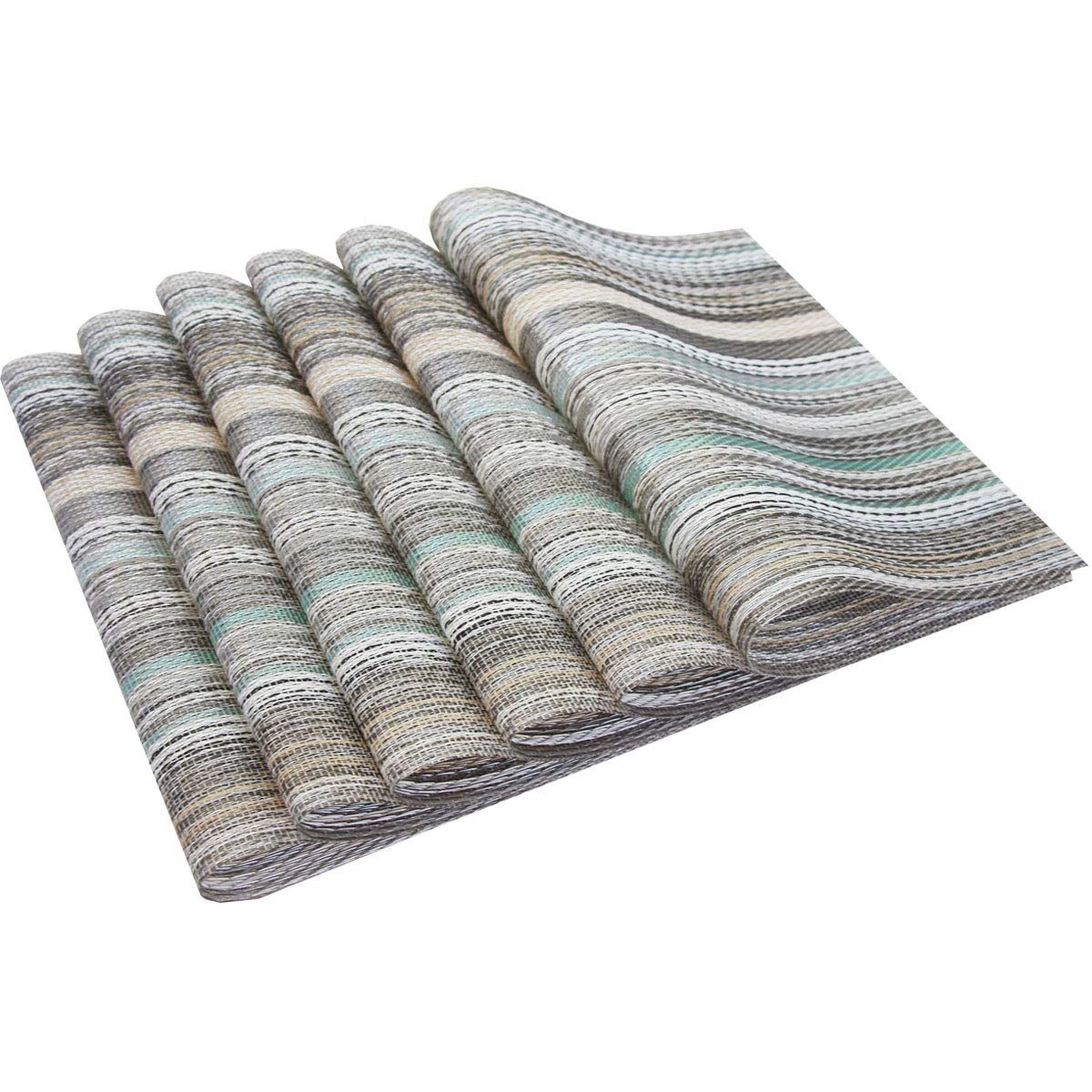Placemats Set of 6, Heat Resistant Non-Slip Woven Table Mats for Dining Table, Washable Durable Elegant Place Mats for Kitchen Indoor/Outdoor Use (blue — image 2