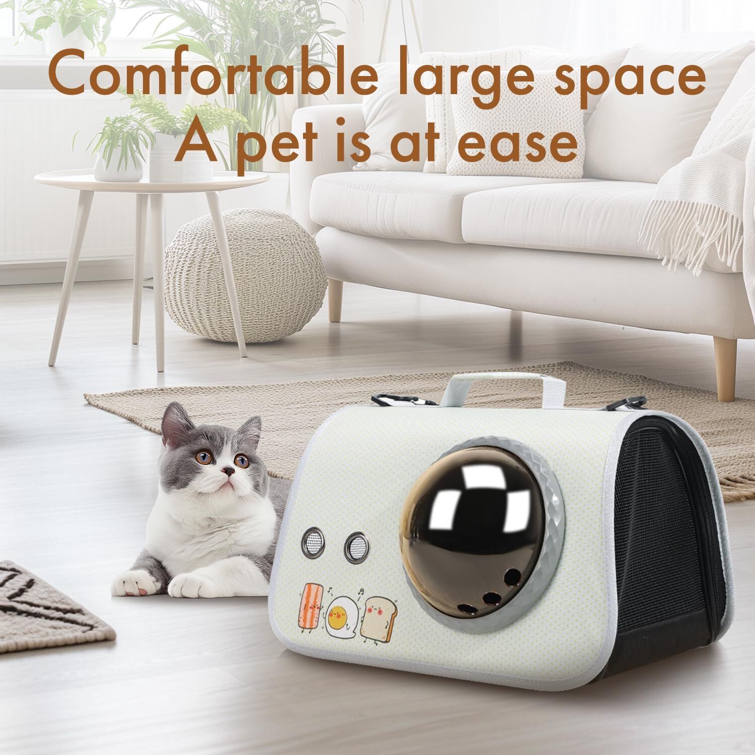 pet products Printed Space Capsule Cat Bag, Large Capacity Crossbody Dog Bag, Universal Pet Bag for All Seasons โ image 4