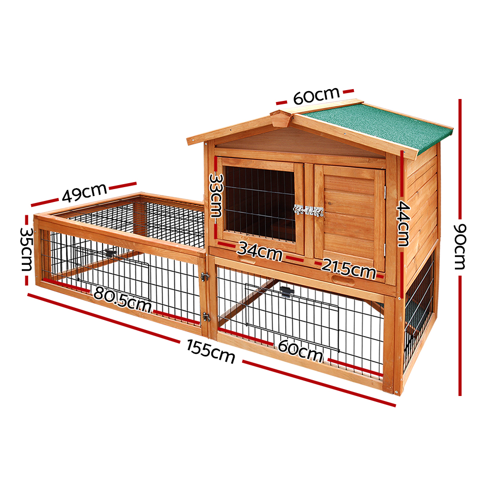 i.Pet Chicken Coop Rabbit Hutch 155cm x 49cm x 90cm Large Chicken Coop Wooden Run Cage House Outdoor โ image 2