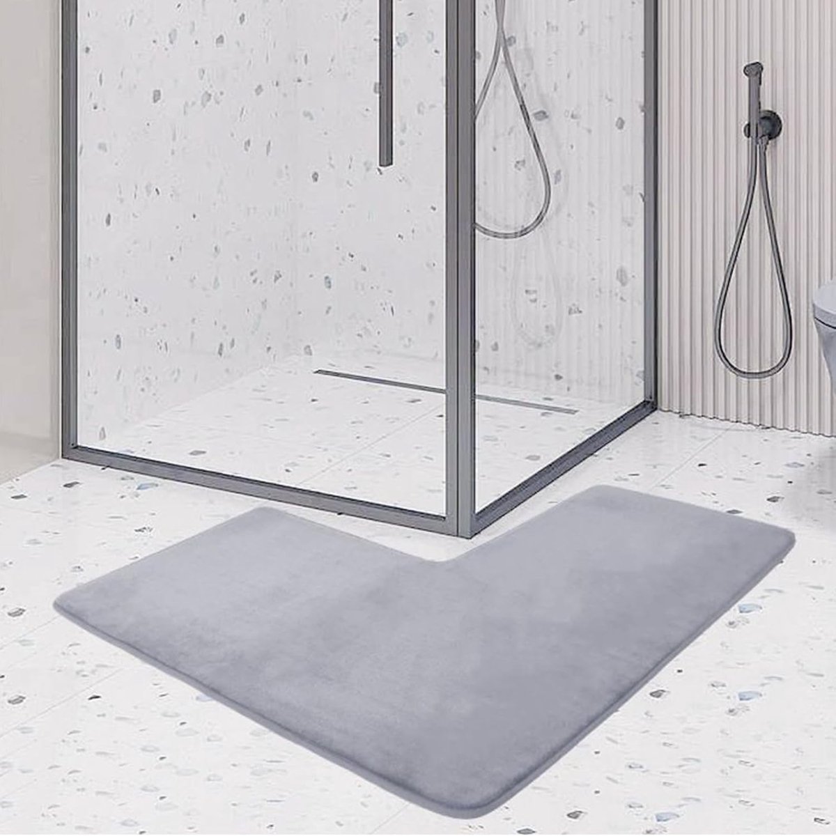 L-shaped bath mat - Shower mat - Bath mat - Floor mat - Non-slip mat - Corner bath mat - Corner shower mats - Non-slip foot mat - Doormat - Entrance mat - for — image 3
