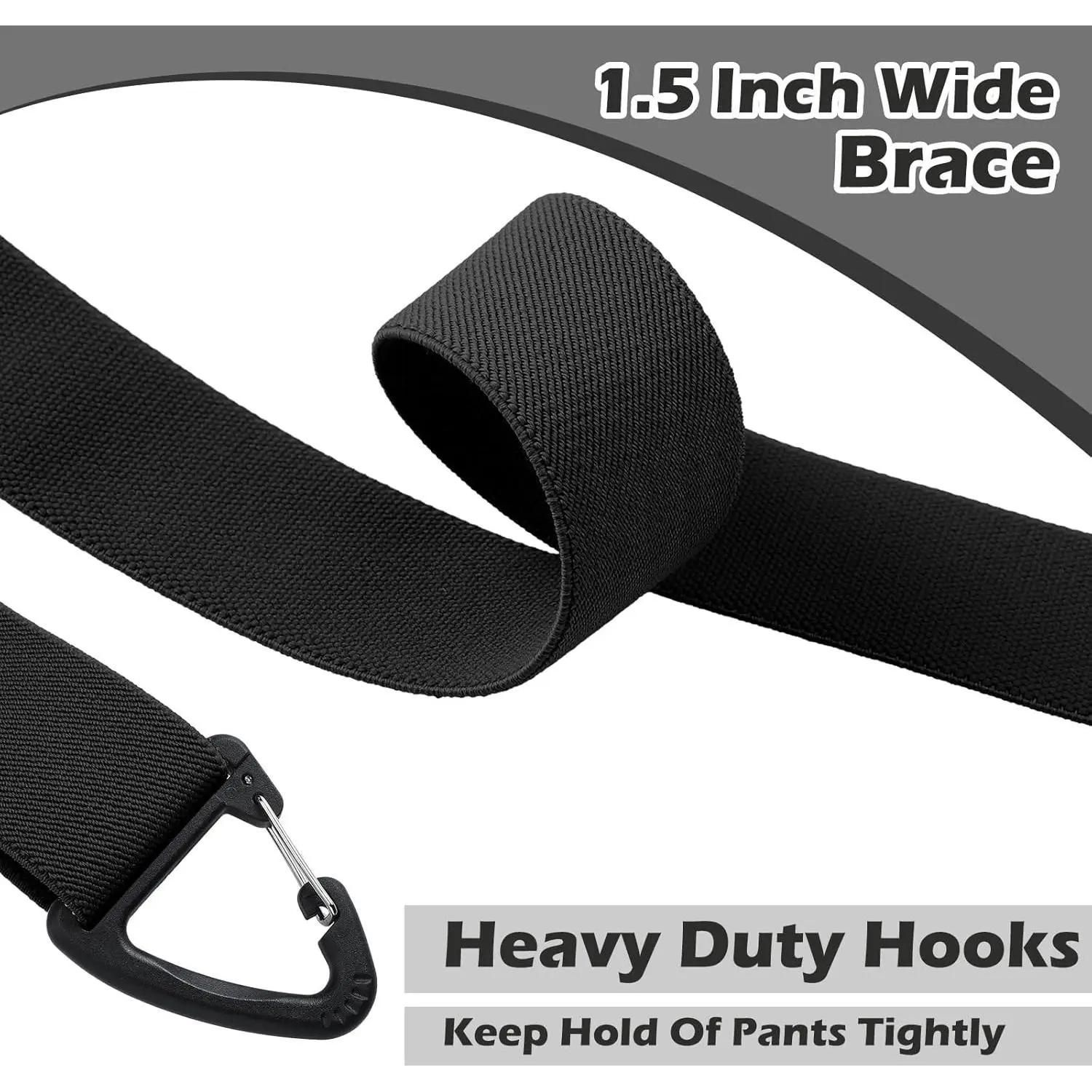 1.5 Inch X-Back Hidden Elastic Suspenders with 4 Metal Clips, Heavy-Duty Corn Weave Braces for Men Women Work Wear and Outdoor Use, 2PCS Coffee 120 × 3.8cm — image 3