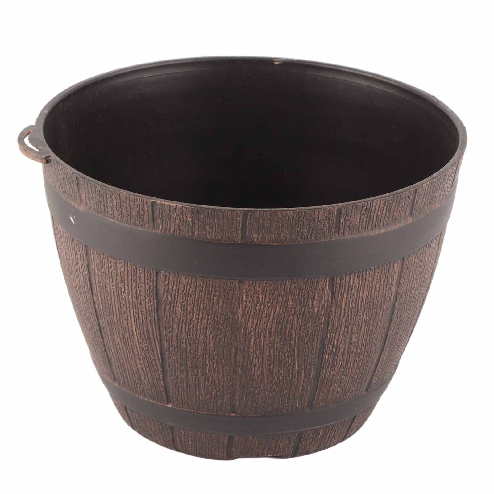 Imitation Wooden Barrel PP Resin Flower Pot Imitated Wood Planting Barrel โ image 3